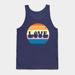 Retro Love Typography On Pastel Vintage Sunset Striped Background Tank Top